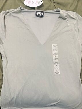 Scoop NYC Women's V-Neck Short Sleeve Tee in Sage Green